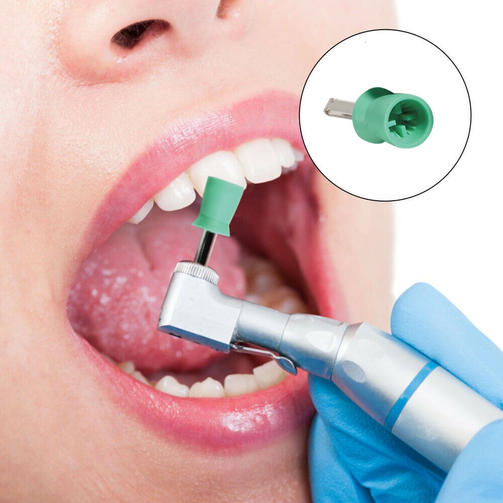 Dental Latch type Prophy Polishing Cups Polisher Rubber Polish Brushes green ad