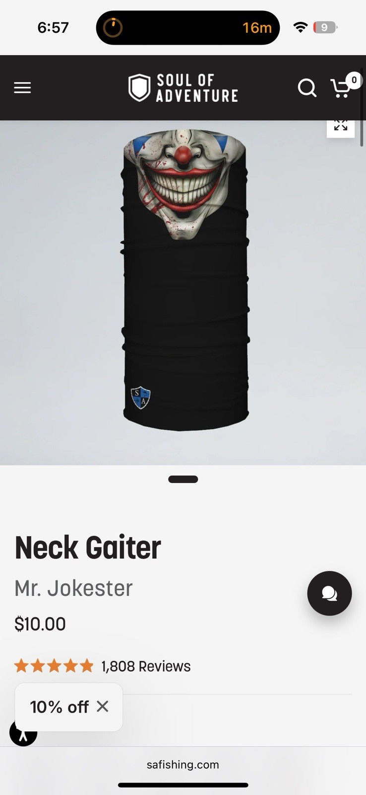 SA Neck Gaiter Face Shield Mr. Jokester Black Multicolor Multi-Way Polyester