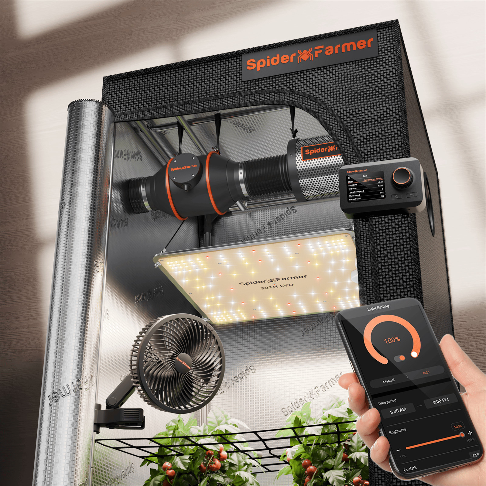 Spider Farmer Smart Grow Tent Kit w/SF1000EVO LED 2x2ft Grow Tent W/GGS Wifi