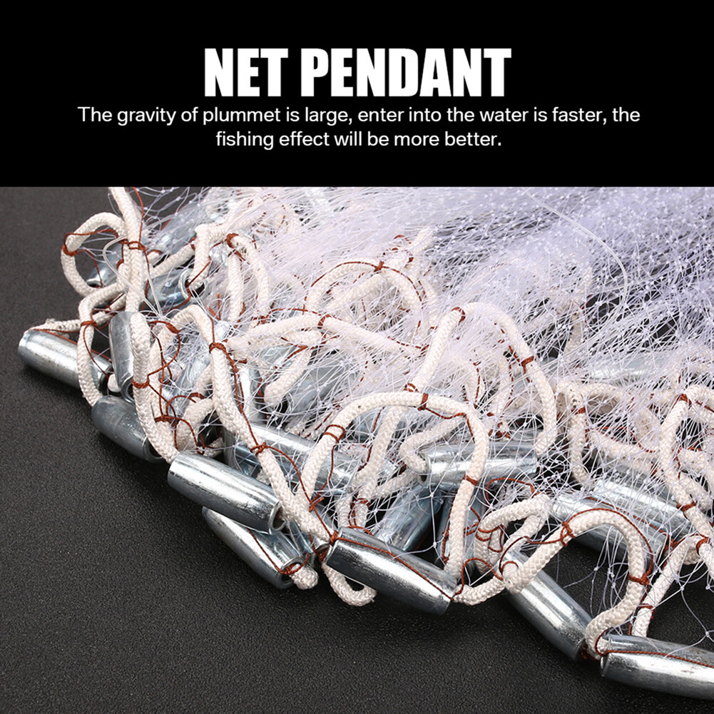 8/10/12/14/16FT Fishing Cast Net Bait Easy Throw Hand Cast Strong Nylon Mesh USA