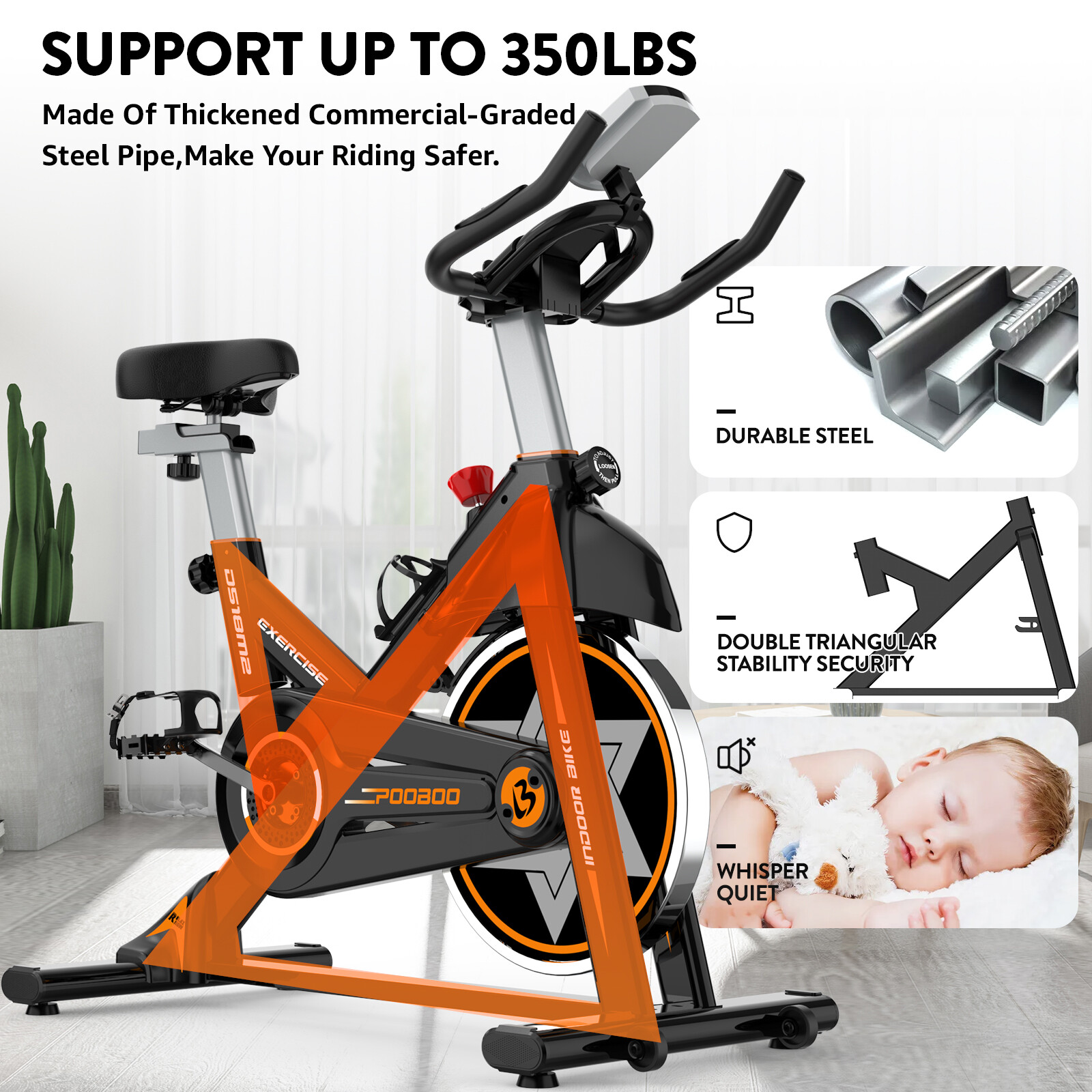 Fitness Exercise Bike Indoor Cycling Stationary Bicycle Home Gym Cardio Workout