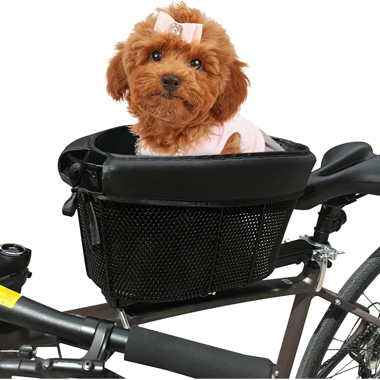 Dog Bike Basket Adjustable Safety Strap Pet Bike Basket Up to 15lbs Small Dogs