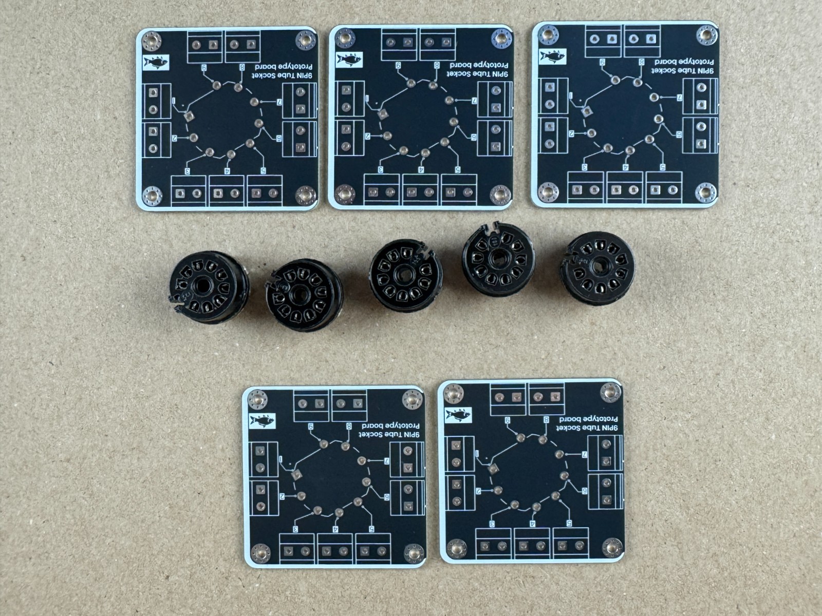 5 New 9-Pin Vacuum Tube Board Prototype Adapters w/ Sockets for DIY Breadboard