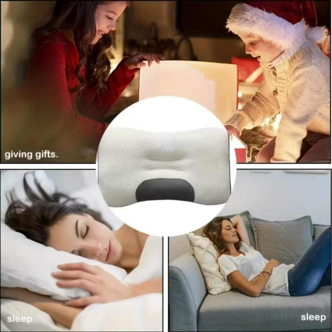 2 PCS ERGONOMIC NECK PILLOW HELP MASSAGE, SOFT, ADJUSTABLE SLEEPING 100%