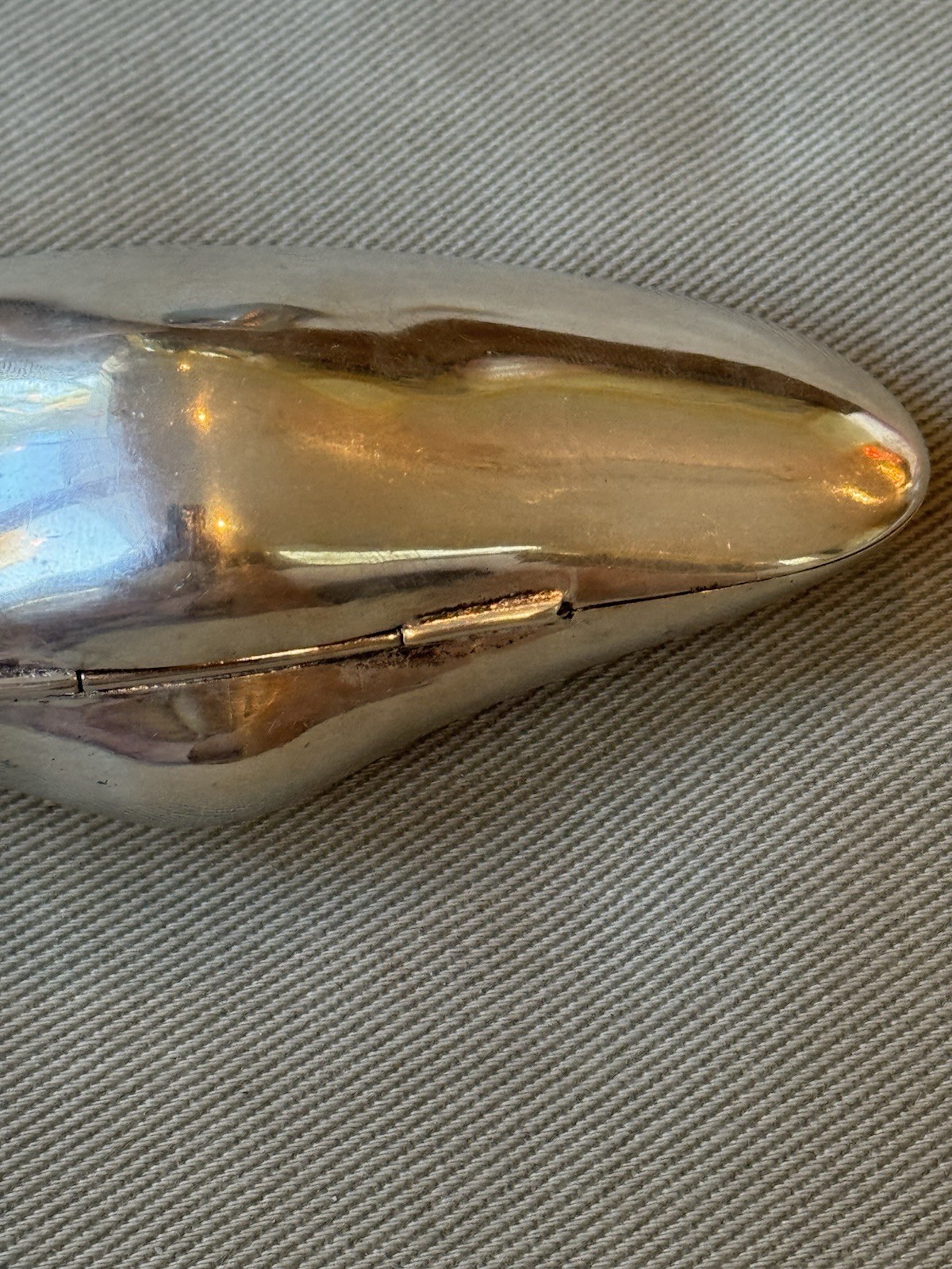 Antique Hallmarked Thailand? 90 Sterling Silver 4.25” Hinged Clam Shell Box