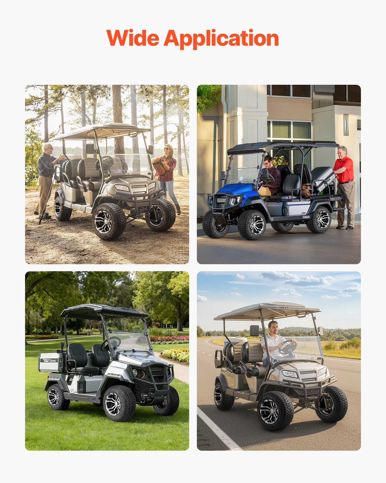 VEVOR Golf Cart Wheels & Tires Set of 4 10" 205/50-10 Fit Yamaha EZGO Club Car