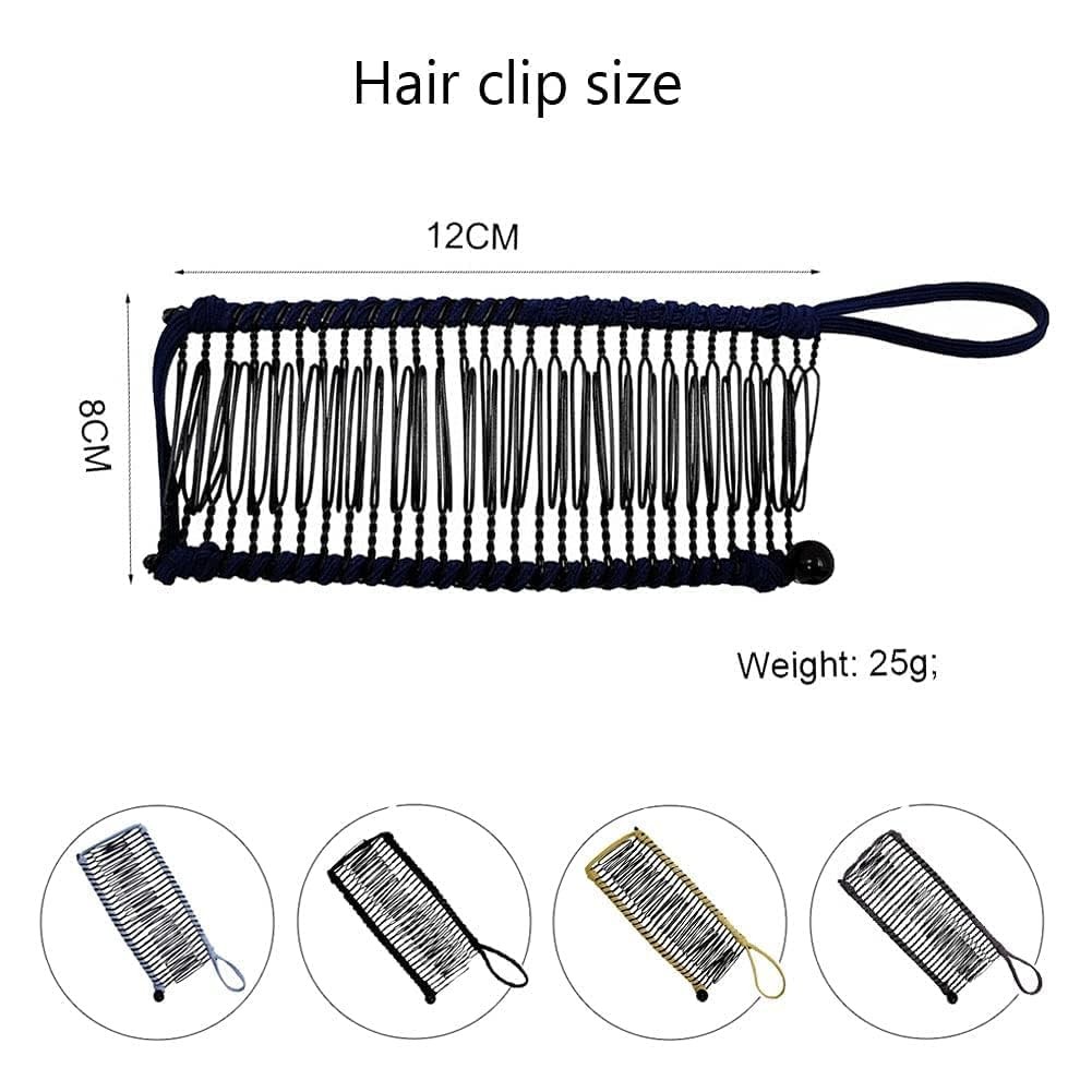 Hair Clip, Black Banana Comb Stretch Banana Hair Clip Clincher Comb Adjustable