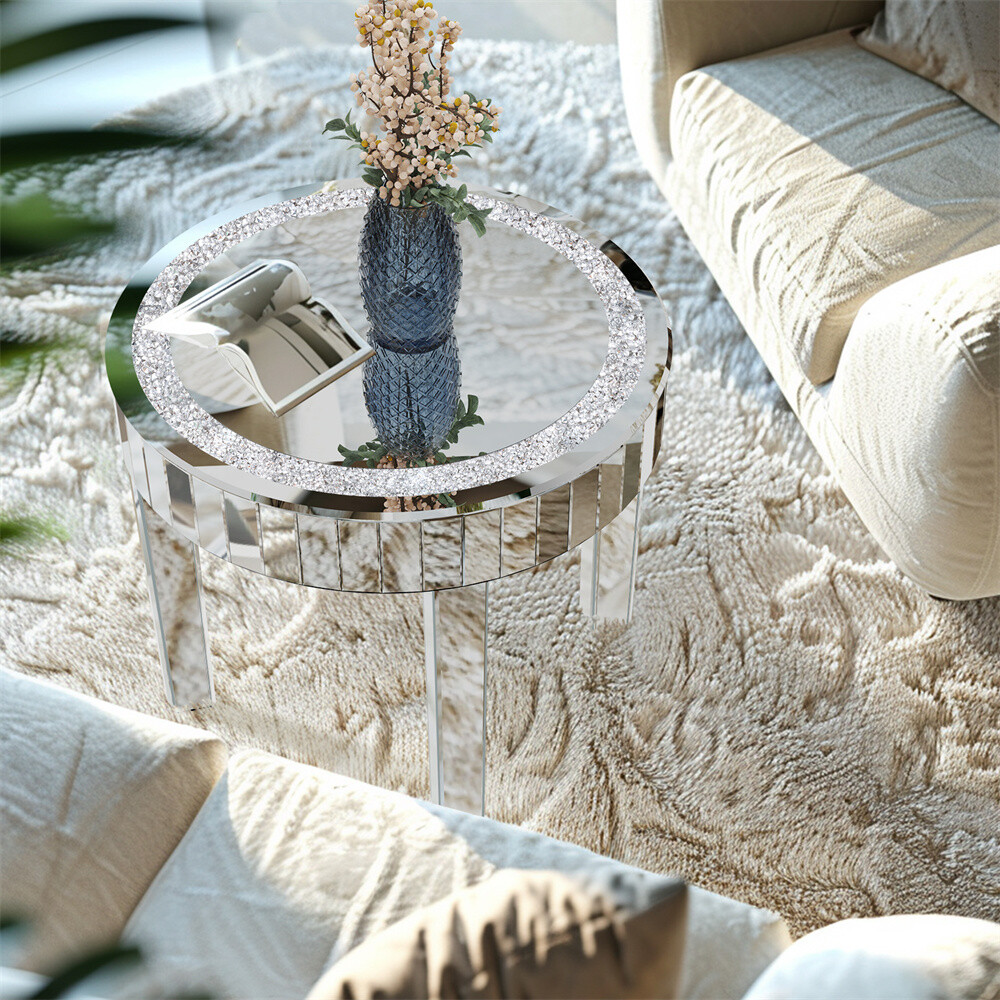 Drawer Mirrored Nightstand Side End Table Bedside Table for Bedroom Living Room