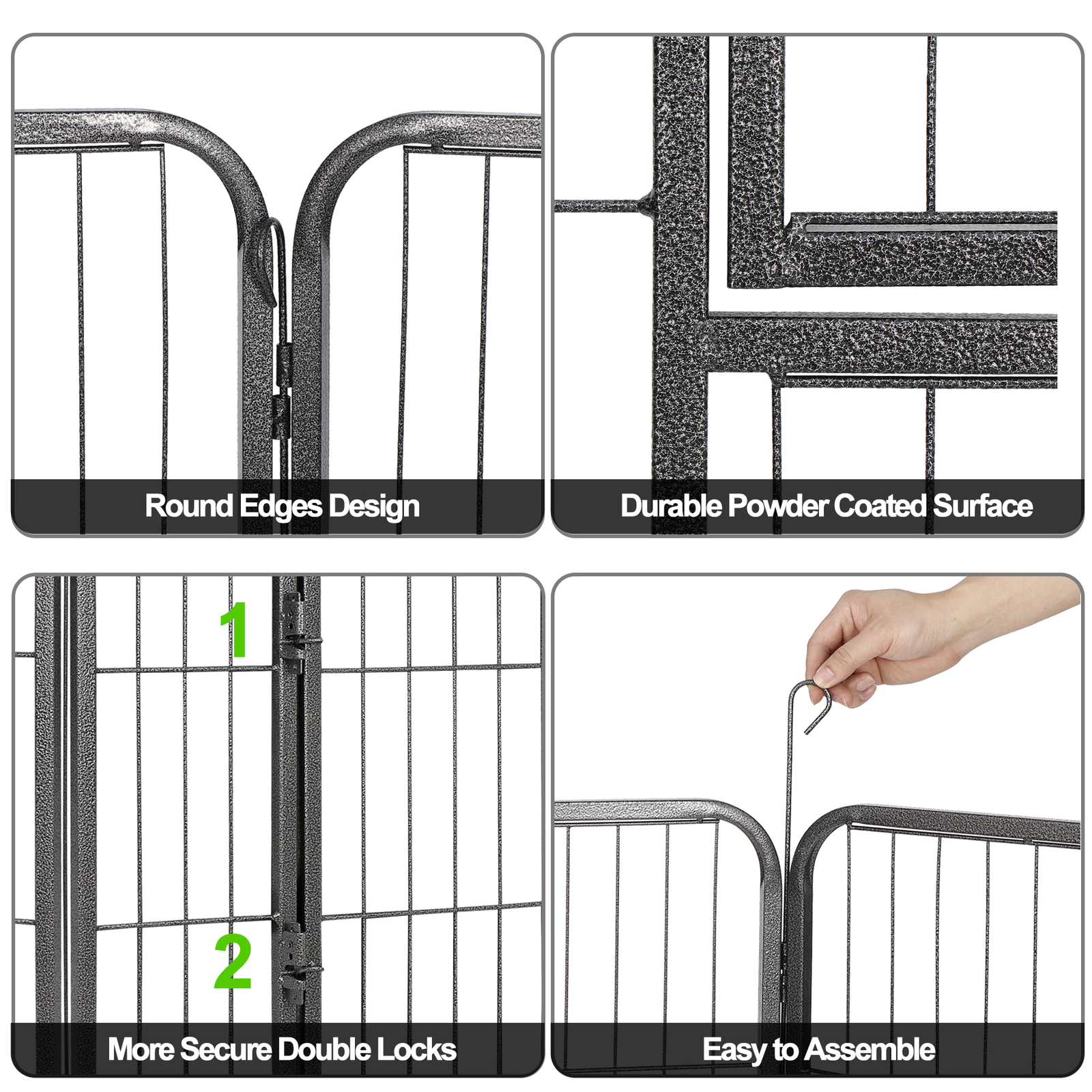 16 Panels 32Inch Dog Pen Fences 2 Doors Metal Barrier for Small/Medium Dogs