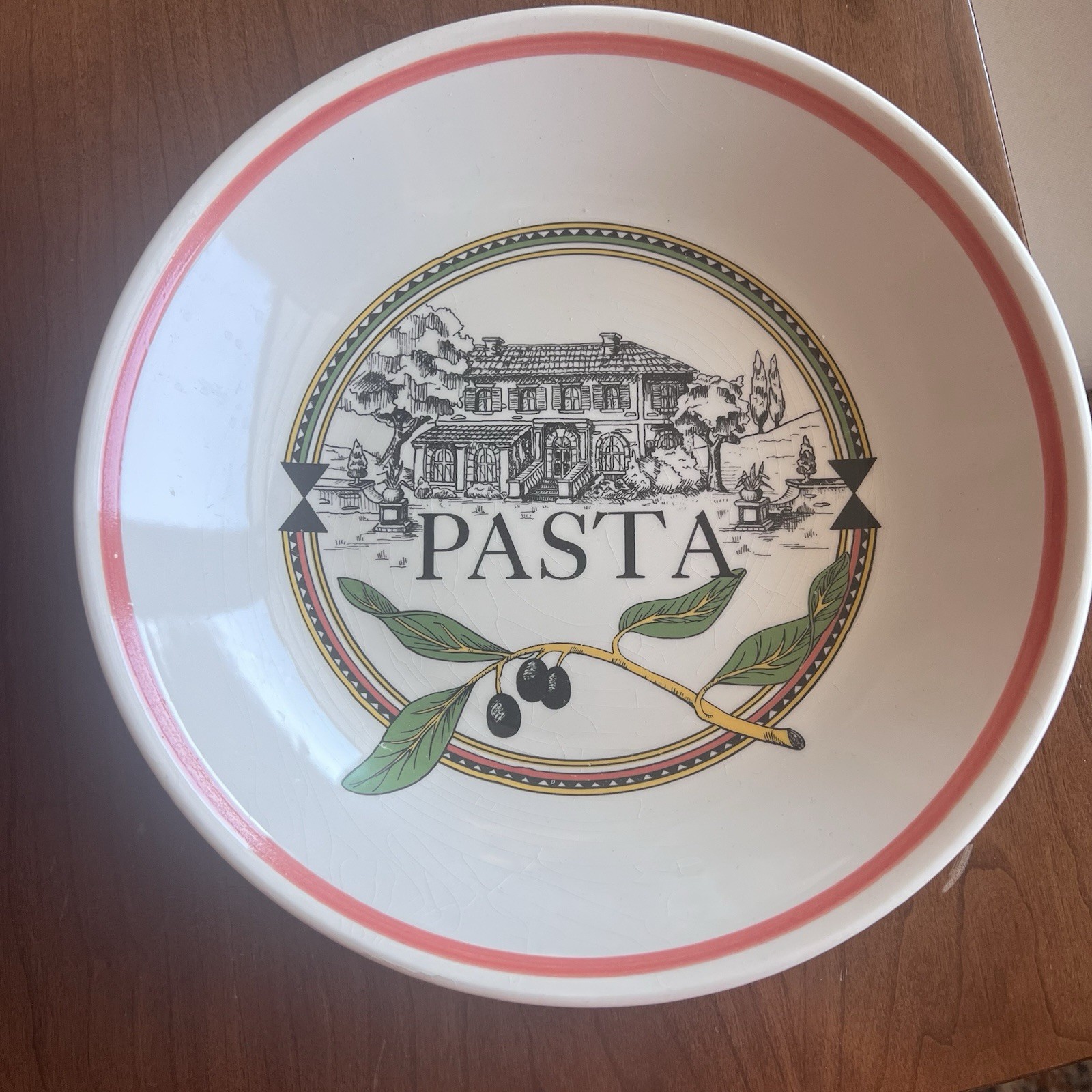 Himark Pasta Bowls Serving and Serving Set Olive Pattern VTG Made In Italy