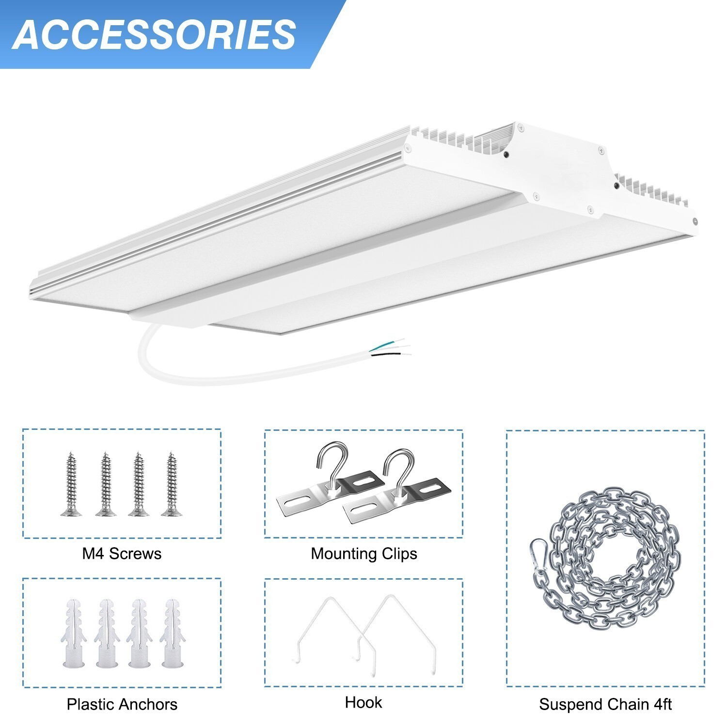 2 Pack 1.6FT 240W LED Linear High Bay light Commercial Warehouse Lights 100-277V