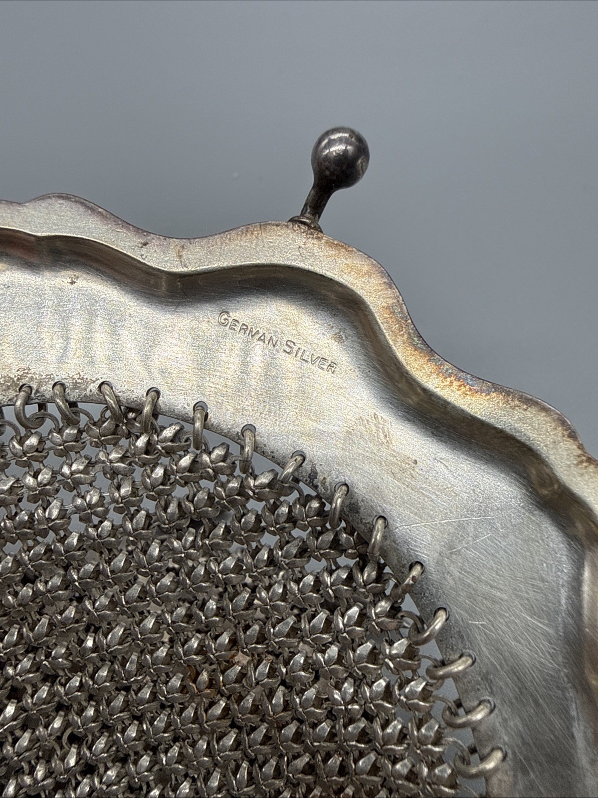 Amazing Antique Art Nouveau German Silver Purse Pouch Mesh Chainmail NICE