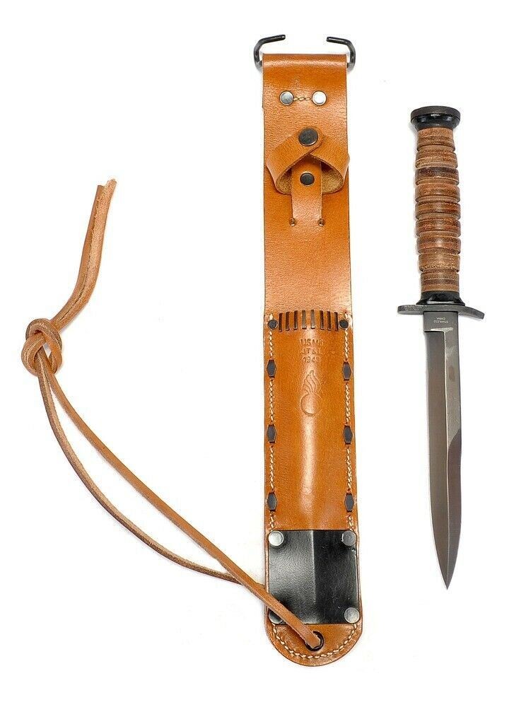 U.S. WWII M3 FIGHTING KNIFE & M6 LEATHER SCABBARD