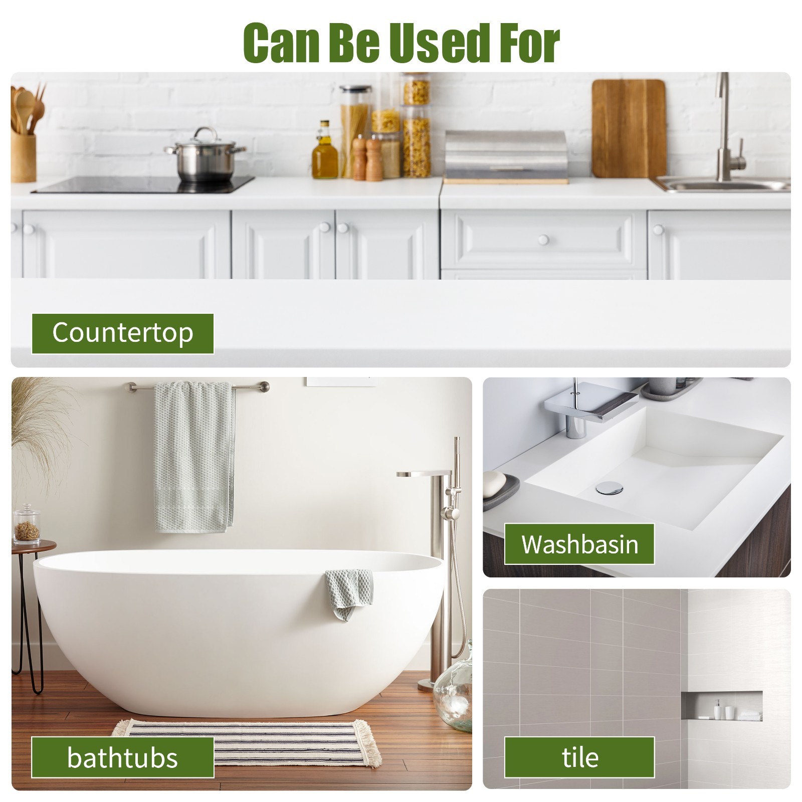 Tub and Tile Refinishing Kit, Bathtub Sink Countertop DIY Paint Kit, 32oz, Gray