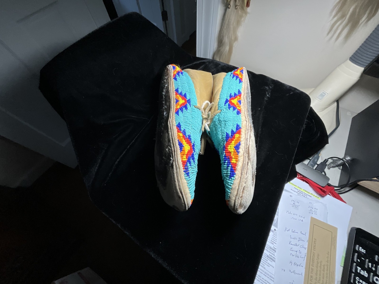 Sioux ? Fully Beaded Eagle Moccasins 10 inches.