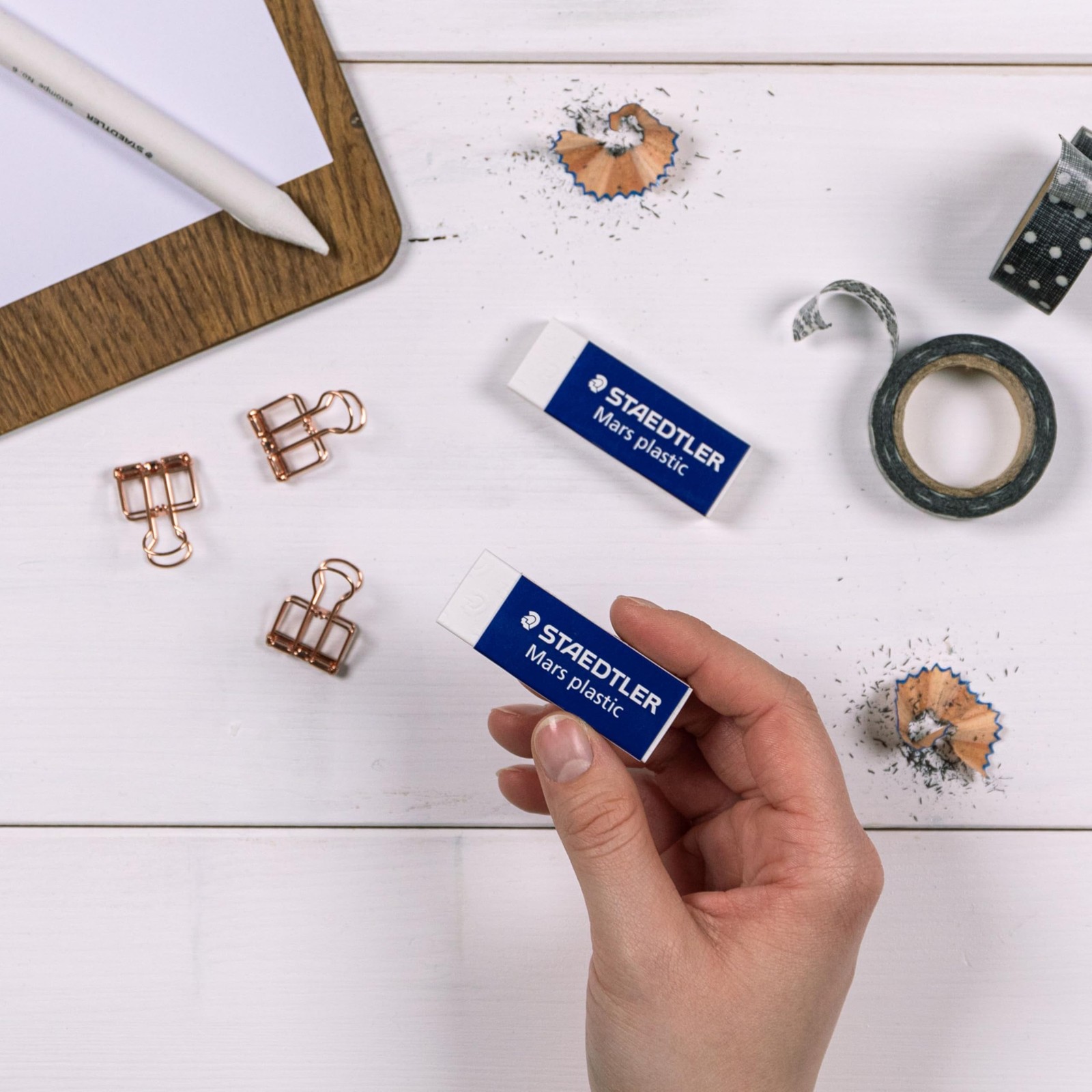 STAEDTLER Mars Plastic Vinyl Erasers (4-Pack), White Erasers for Clean & Prec...