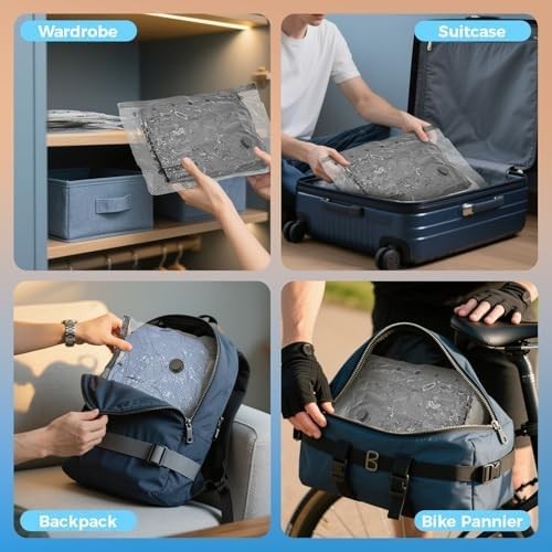 15 Pack Travel Vacuum Bags with Rechargeable Wireless Pump, Clothing Seal Org...