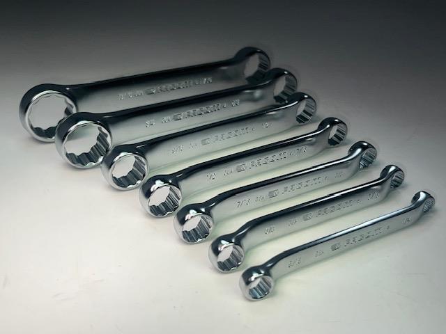 NEW Facom 7pc Set 10° Offset Stubby THIN WALL Box End SAE Wrench Set 1/4-13/16"