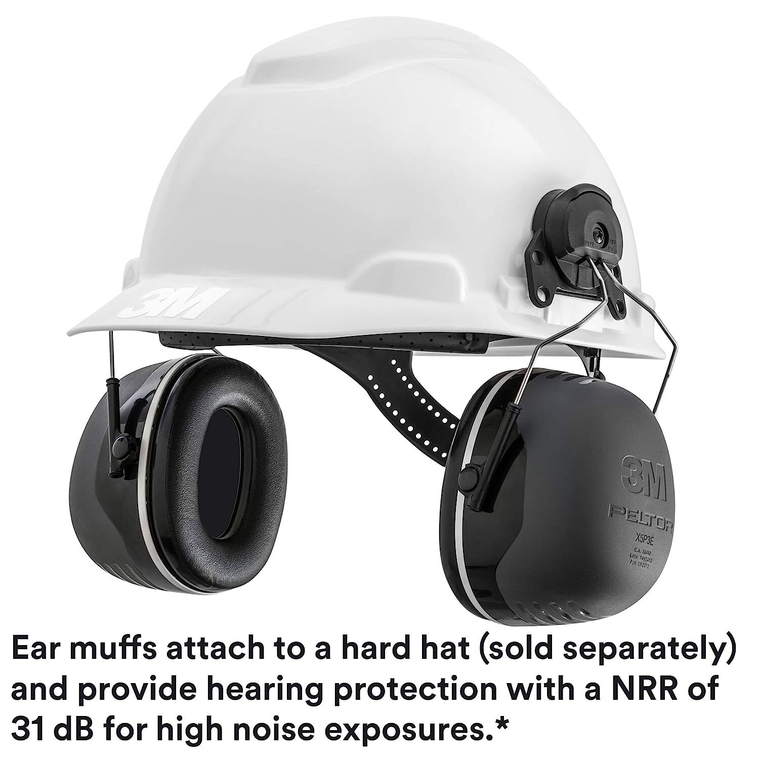 3M X5P3E Peltor Cap Mount Ear Muffs Hard Hat Attachment Noise Reduction NRR 31dB