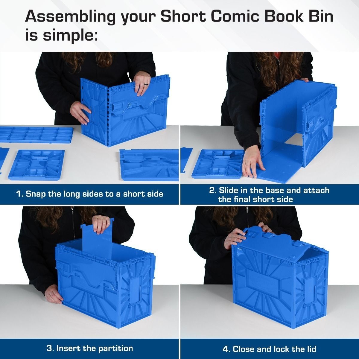 New (1 ct) BCW Short Comic Book Storage Bin-Blue-Heavy Duty Plastic Bin
