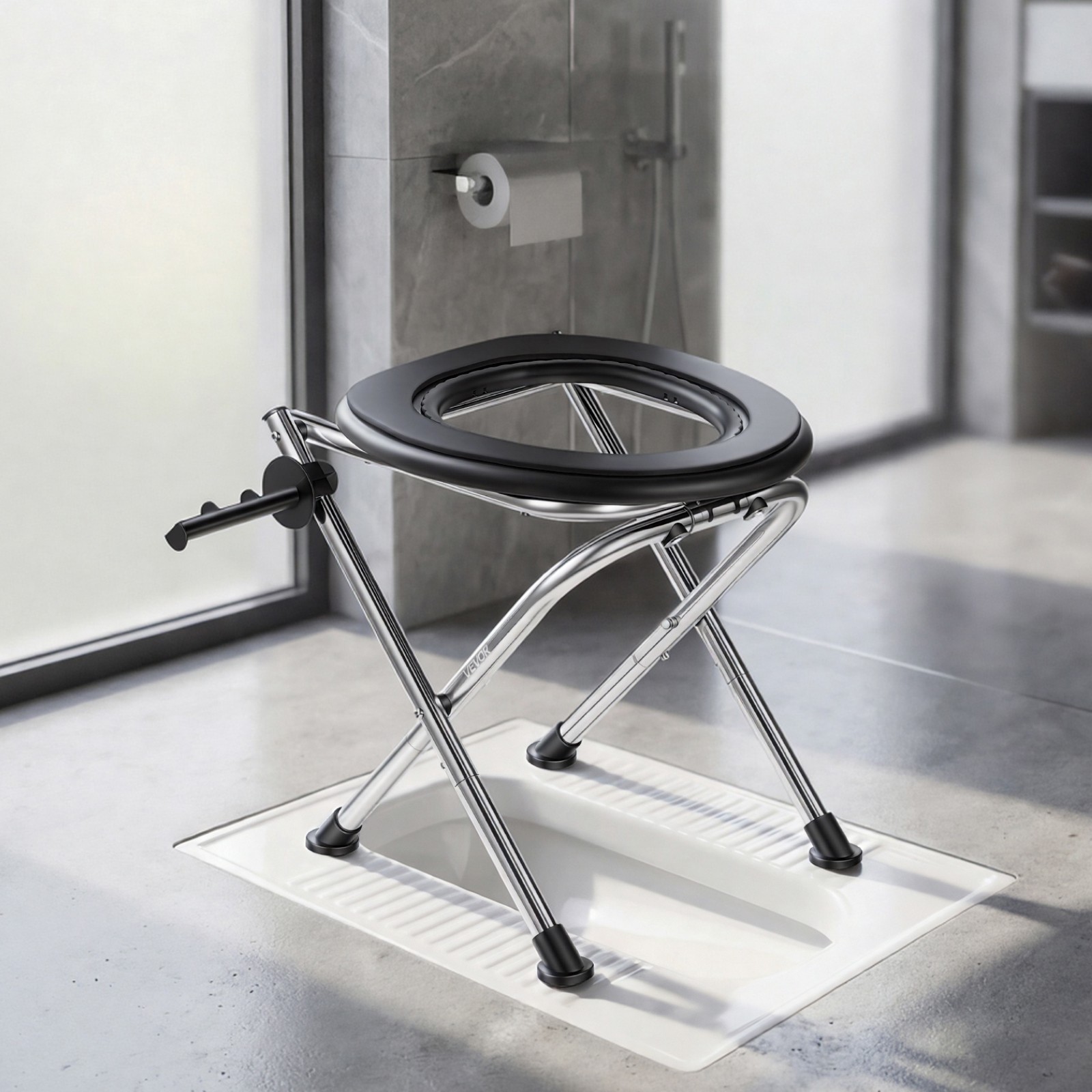 VEVOR Portable Toilet Folding Toilet Portable Chair 350 lbs Camping Travel Seat