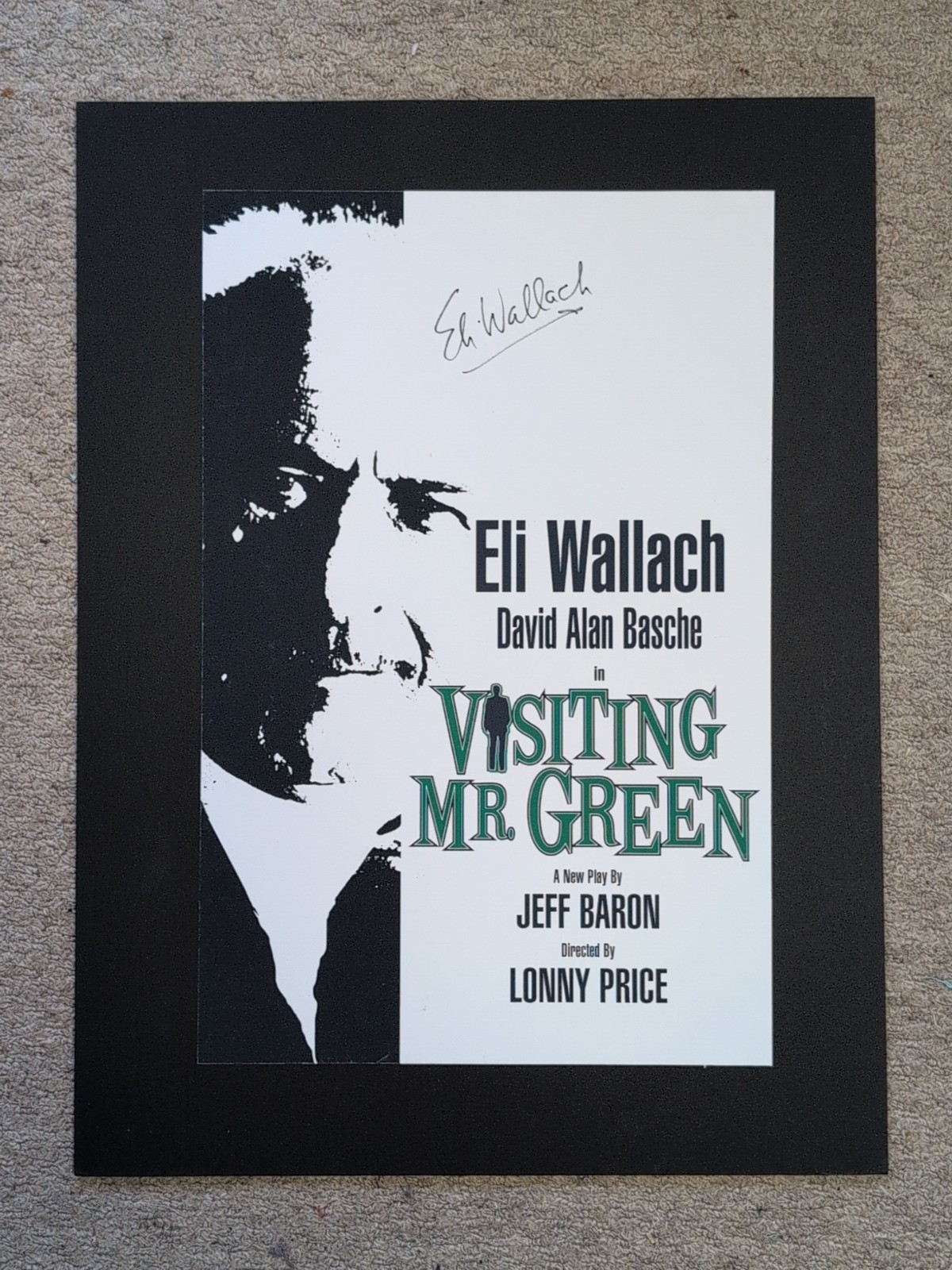 Eli Wallach Signed Visiting Mr Green Broadway Theater Matted Play Poster 15 X 20