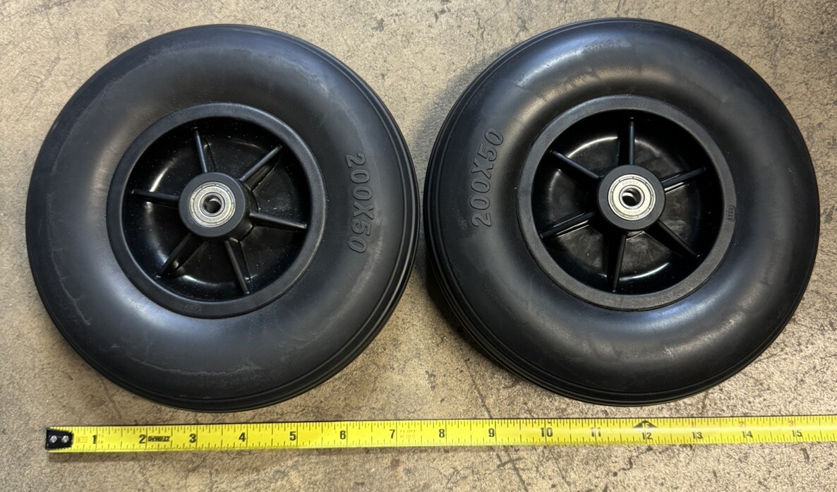 TWO 8" x 2" (200x50) Caster Tire Wheels Jazzy & Jet Wheelchairs 8x2 BLACK 608z
