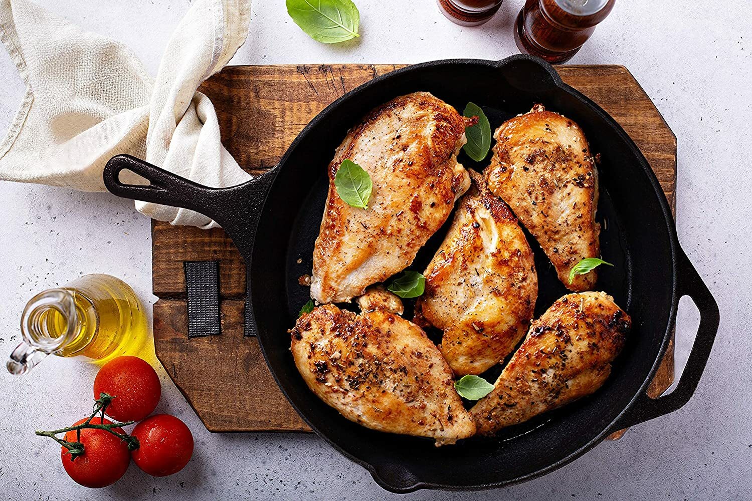 Pre-Seasoned 12.5 Inch Cast Iron Skillet Multipurpose Use by Utopia Kitchen