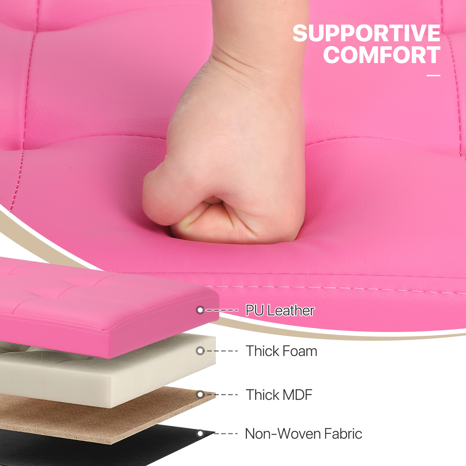 30" Dark Pink Folding Storage Ottoman Foot Stool Bench Chest w/Flipping Lid