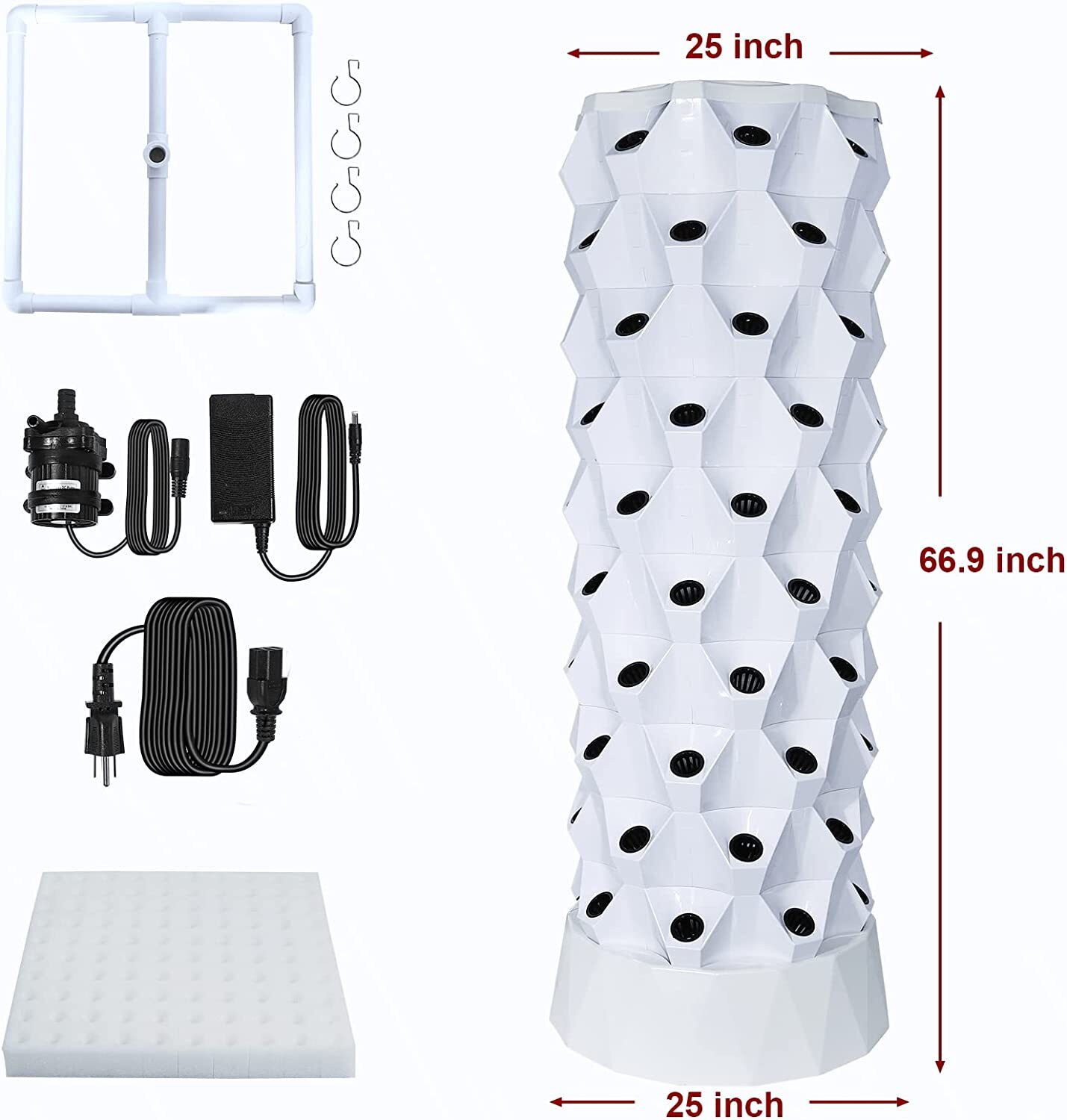 Vertical Hydroponic System Tower Garden Aeroponics Home Grow Kit 10 Layer 80Pots