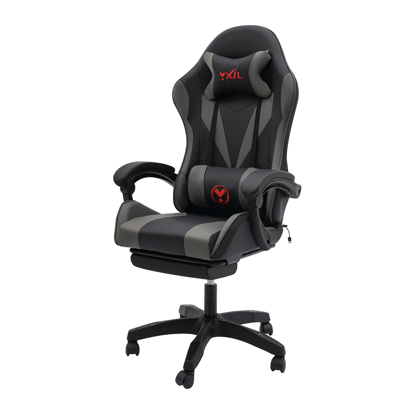 Gaming Chair Bluetooth Speaker Ergonomic Office Chair W/ Lumbar Pillow 5 Wheels