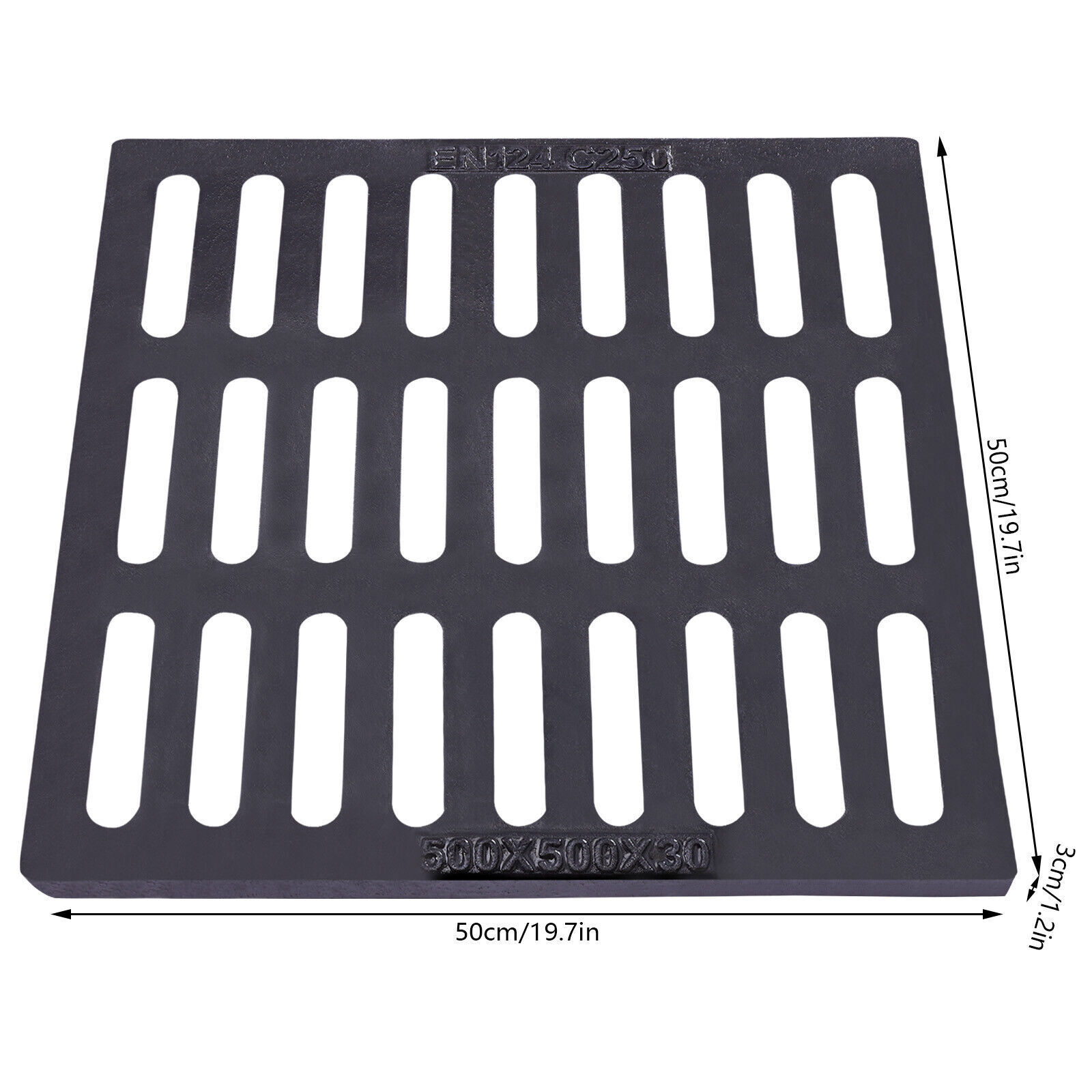 Outdoor Drain Cover, 19.7*19.7" Cast Iron Drain Sewer Grate for Catch Basin USA