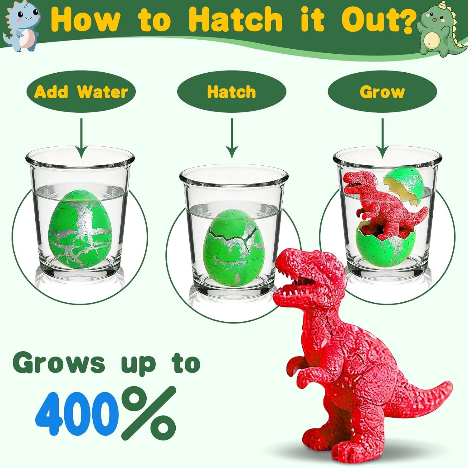 24 Pcs Large Hatching Dinosaur Eggs Easter Party Favors, Easter Egg Filled Toys