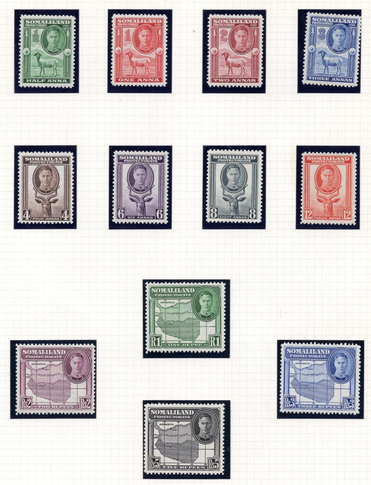 SOMALILAND 1942 1952 KING GEORGE VI TWO COMPLETE SETS