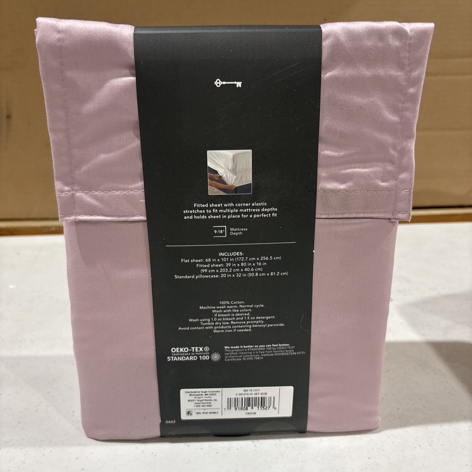 Twin XL 400 Thread Count Performance Sheet Set Rose Marble Threshold