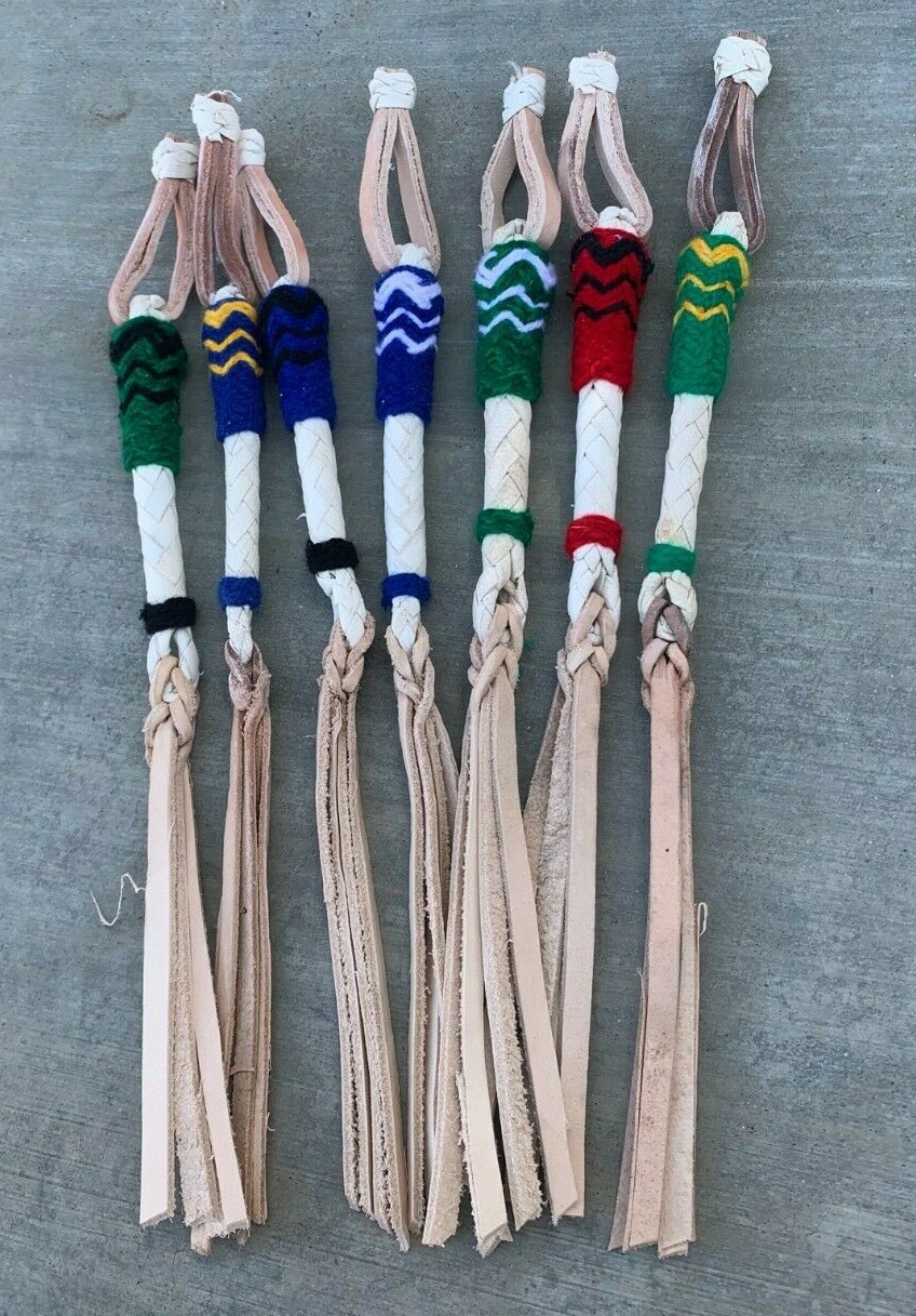 12" Keychain Style Horse Quirt, Cuarta Charra Estilo Llavero Cuartita de Cuero