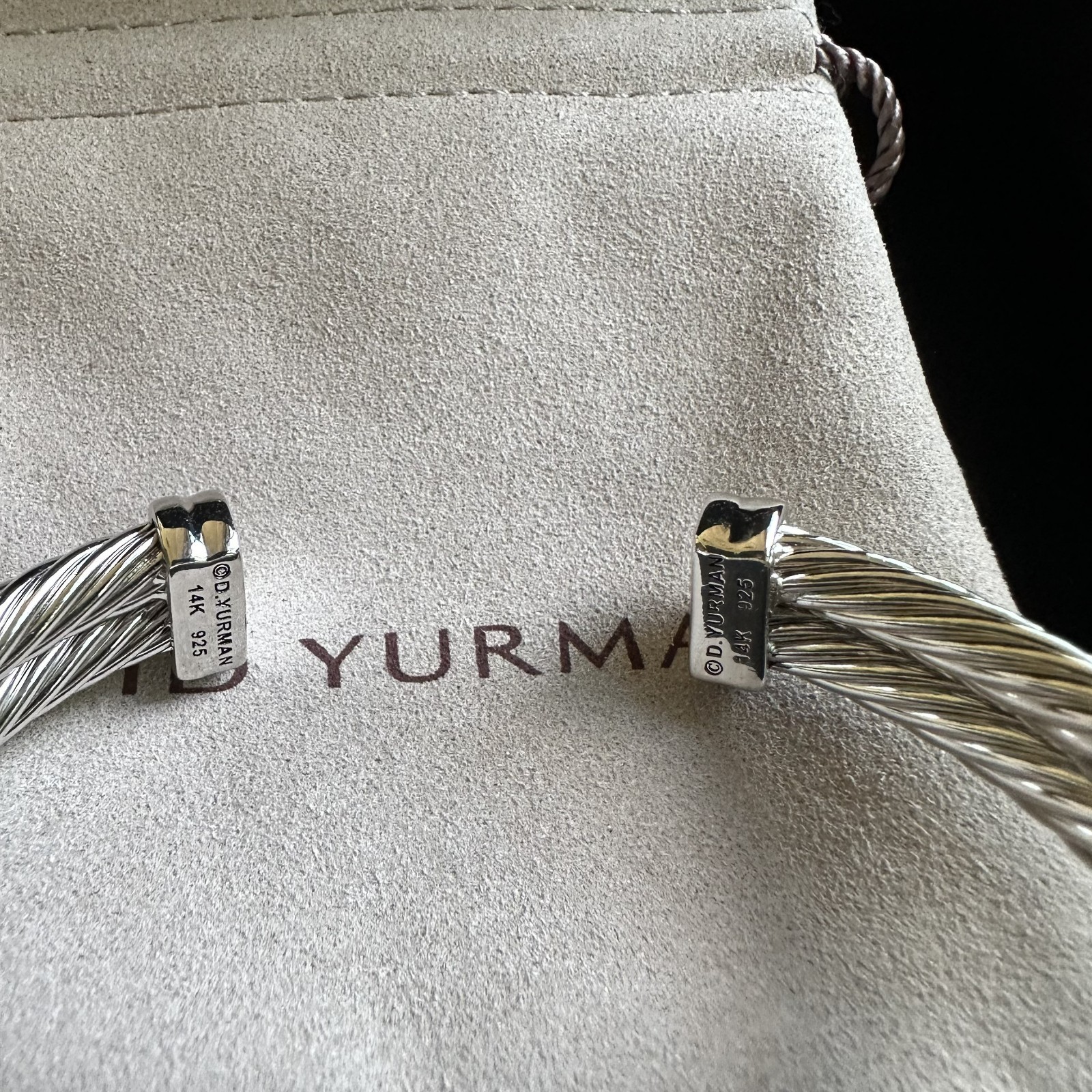 David Yurman Sterling Silver 10mm Cable Flex X Station Bracelet with 18K Gold M