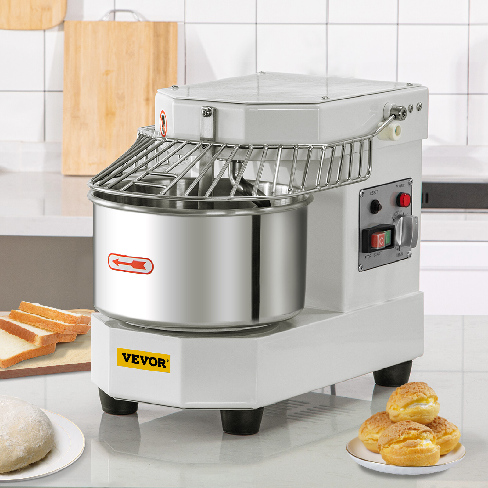 8QT Commercial Dough Mixer Spiral Food Mixer Pizza Bakery Dual Rotating 450W