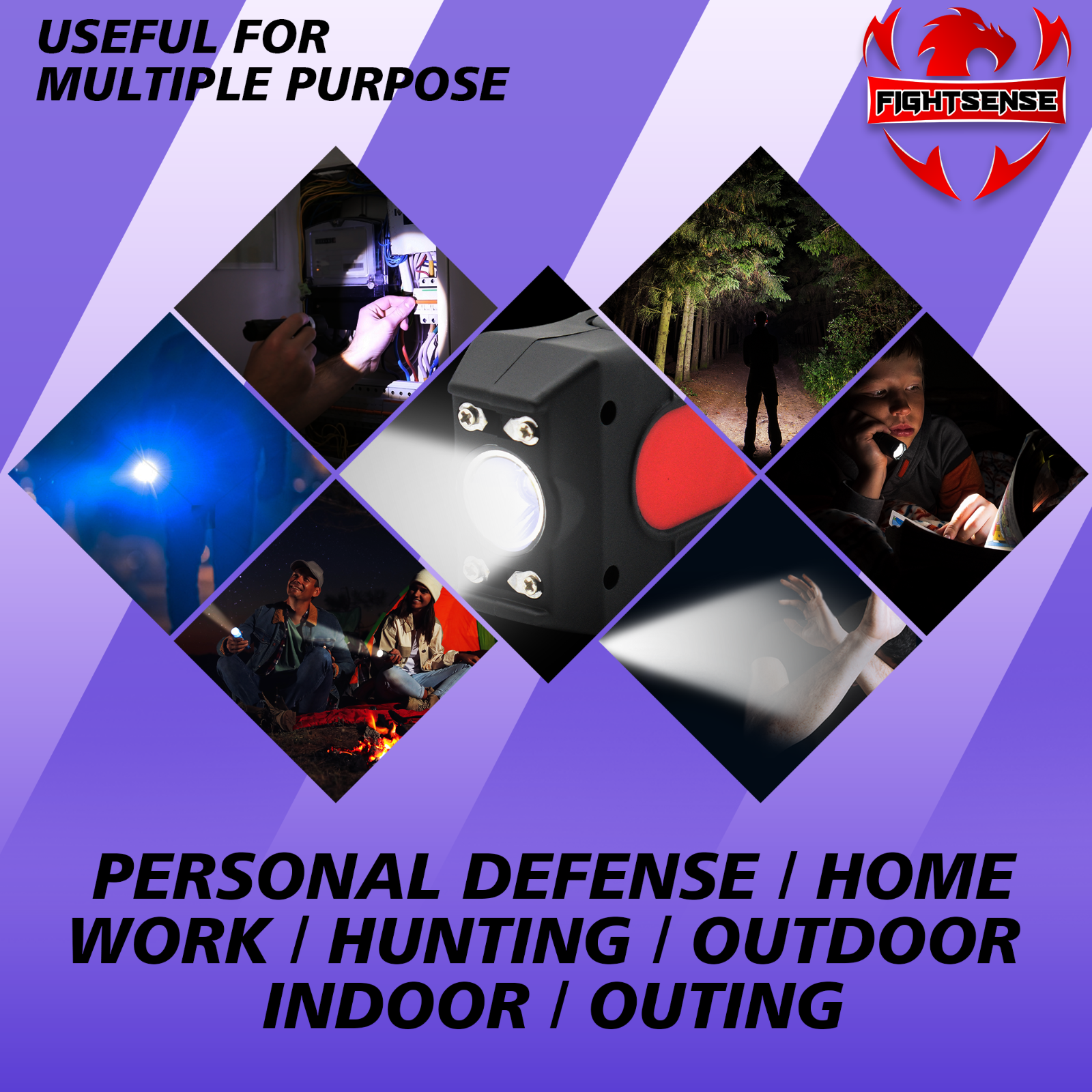 Mini Rechargeable Stun Gun 10 Mil Volts With Led Light Extremely Powerful Purple