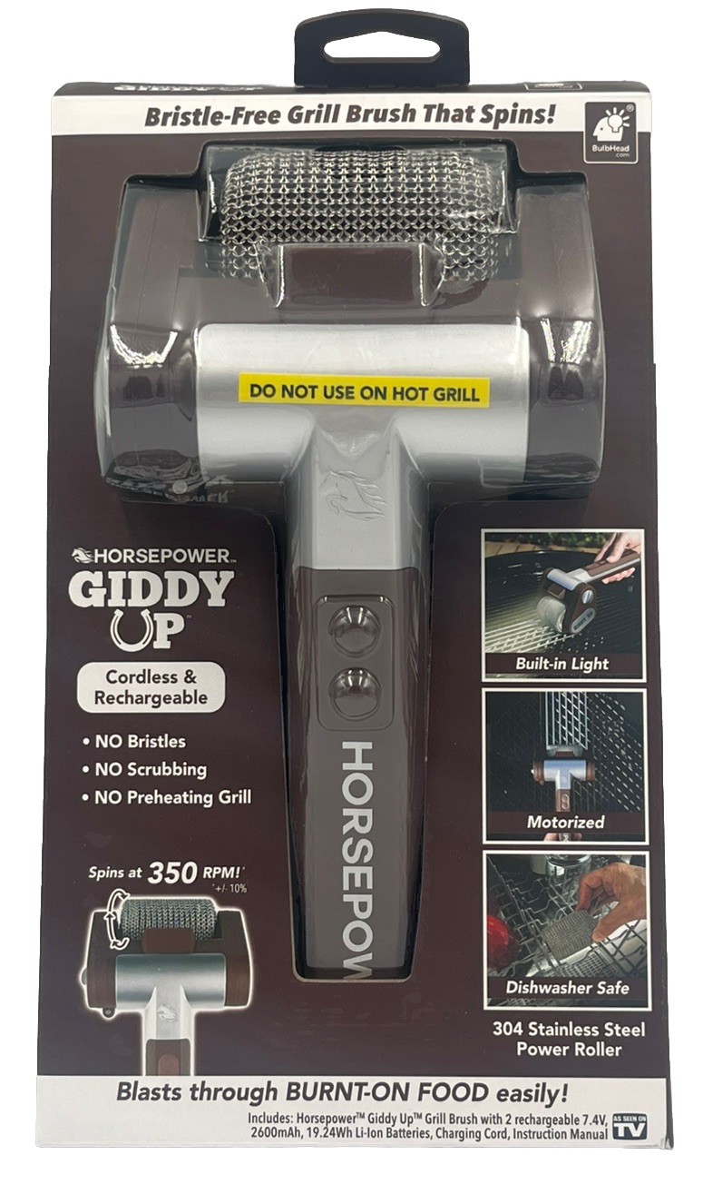 Horsepower Giddy Up Bristle-Free Spinning Grill Brush BBQ - Free Shipping