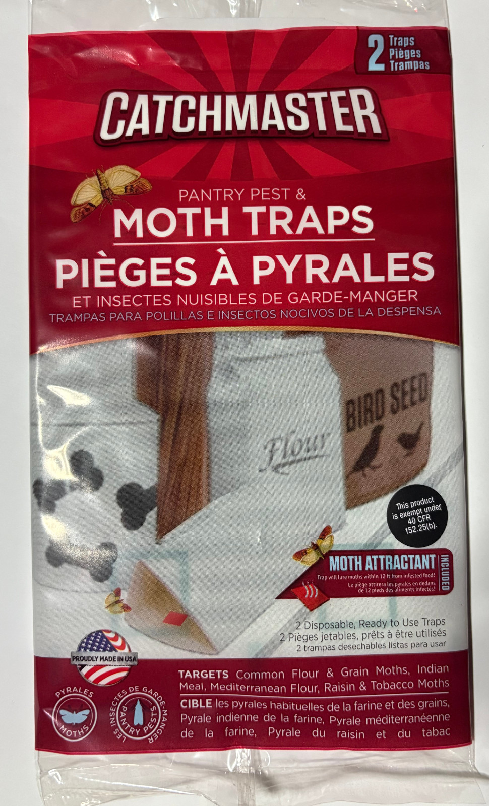 Catchmaster Pantry Pest & Moth Pheromone Infused Glue Board Traps Indian Meal