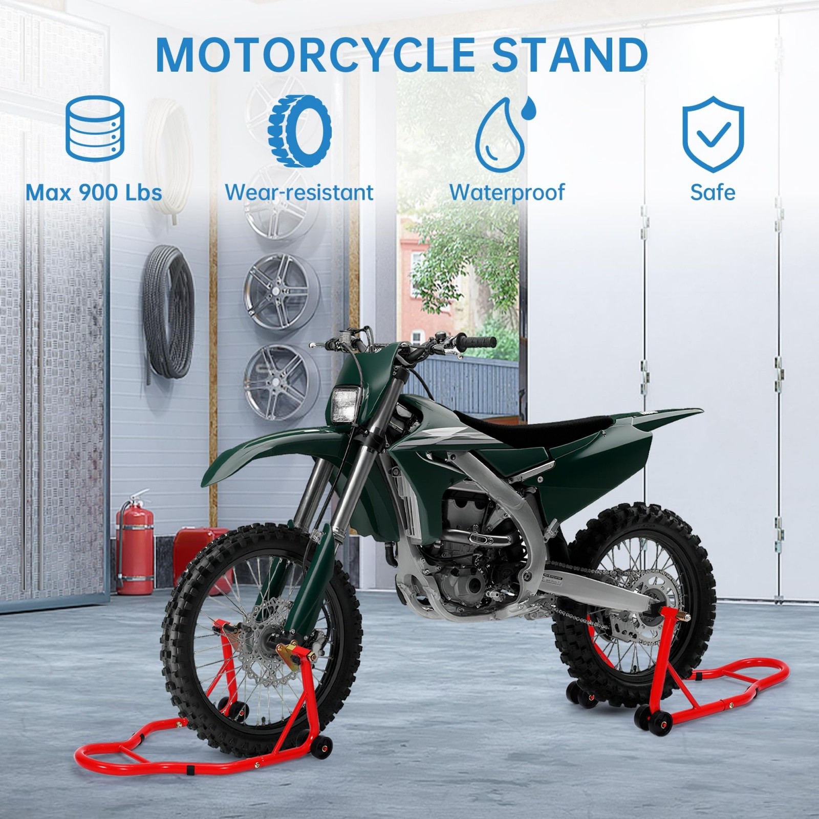 Motorcycle Stands Front and Rear 900 LB Heavy Duty Front & Rear Wheel Lift Combo