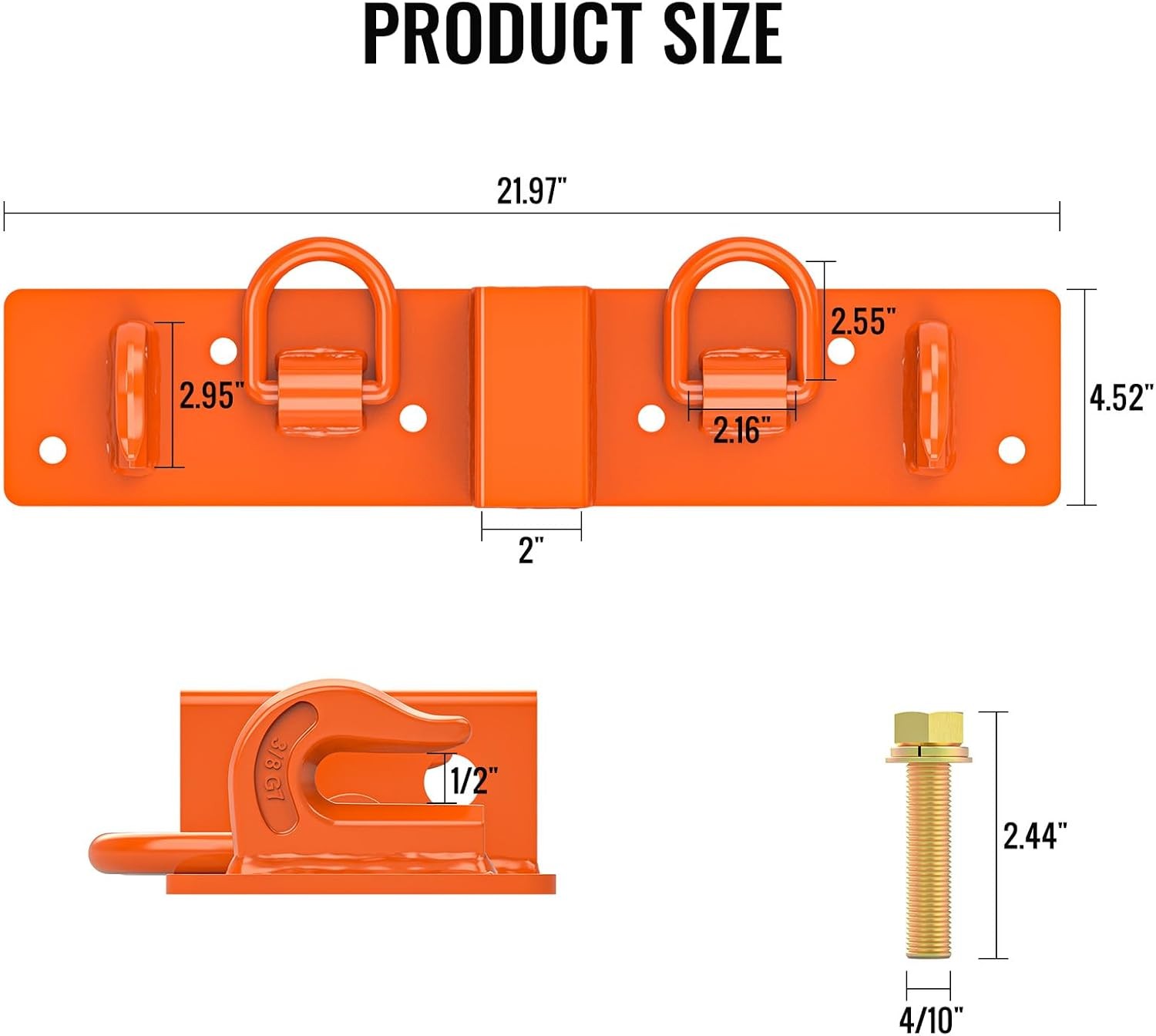 Bolt On Compact Tractor Bucket Grab Hooks with 2" Receiver and Back Steel Plate