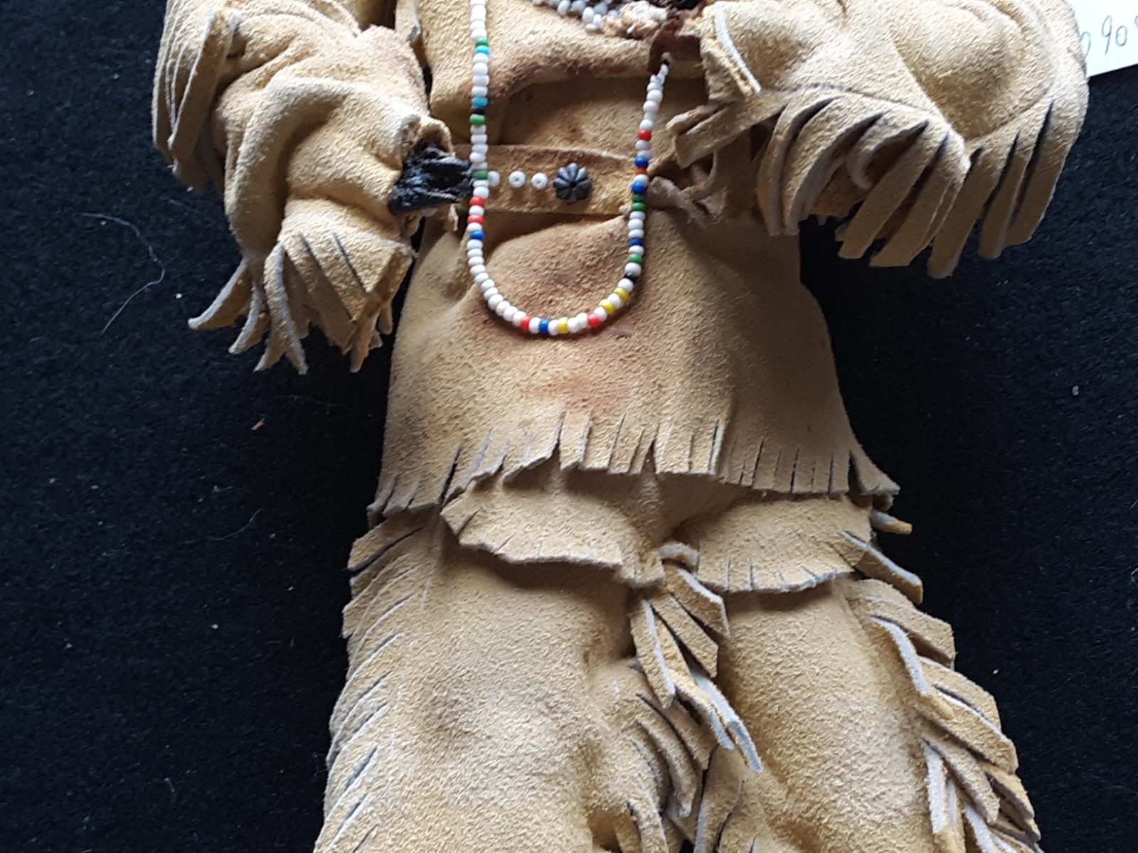 NATIVE AMERICAN BEADED LEATHER DOLL, APPLE HEAD MEDICINE MAN, SB-0226*09087