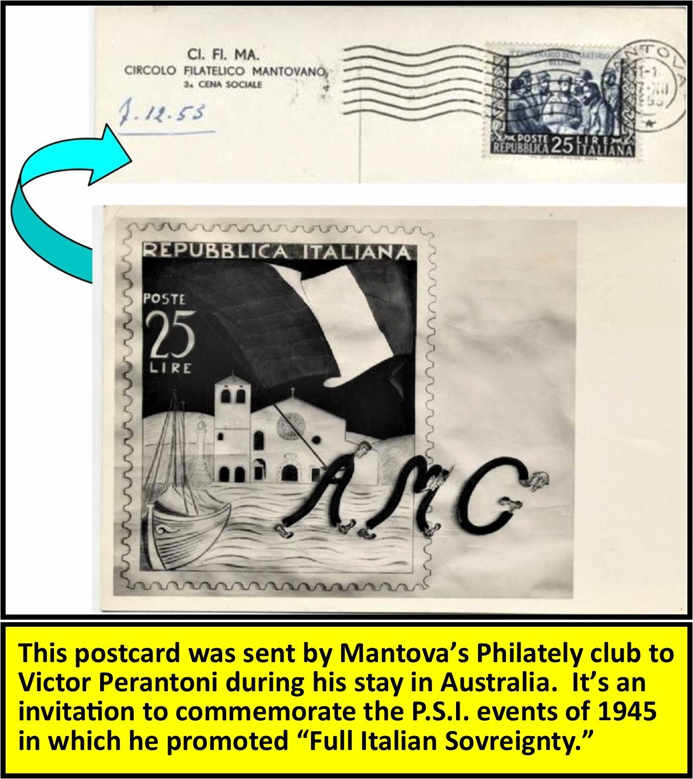 ITALY 1928 - FASCIST ERA MISPRINTED STAMP - Scott #203a with IMAGE INVERTED /223