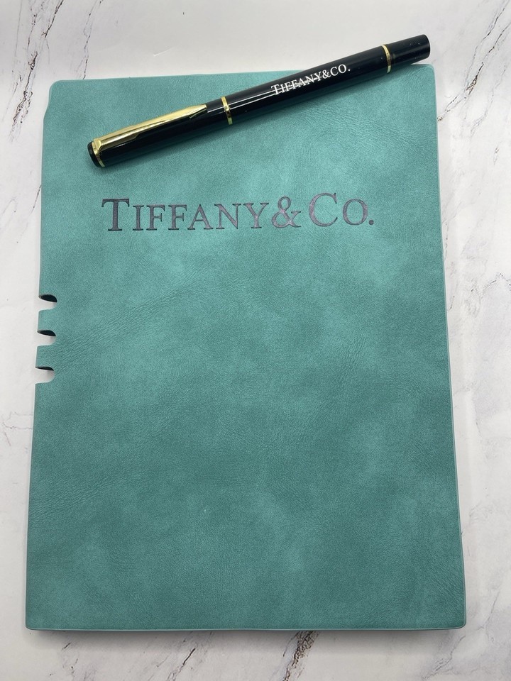 TIFFANY & Co Blue Suede NOTEBOOK & PEN Gift SET ~ Journal Diary Health Planner