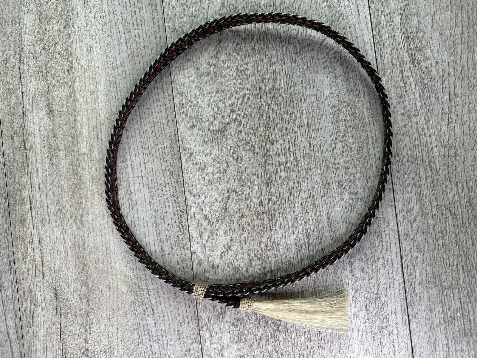 Braided Horsehair Hat Band Western Tack Black Red White Tassel Adjustable