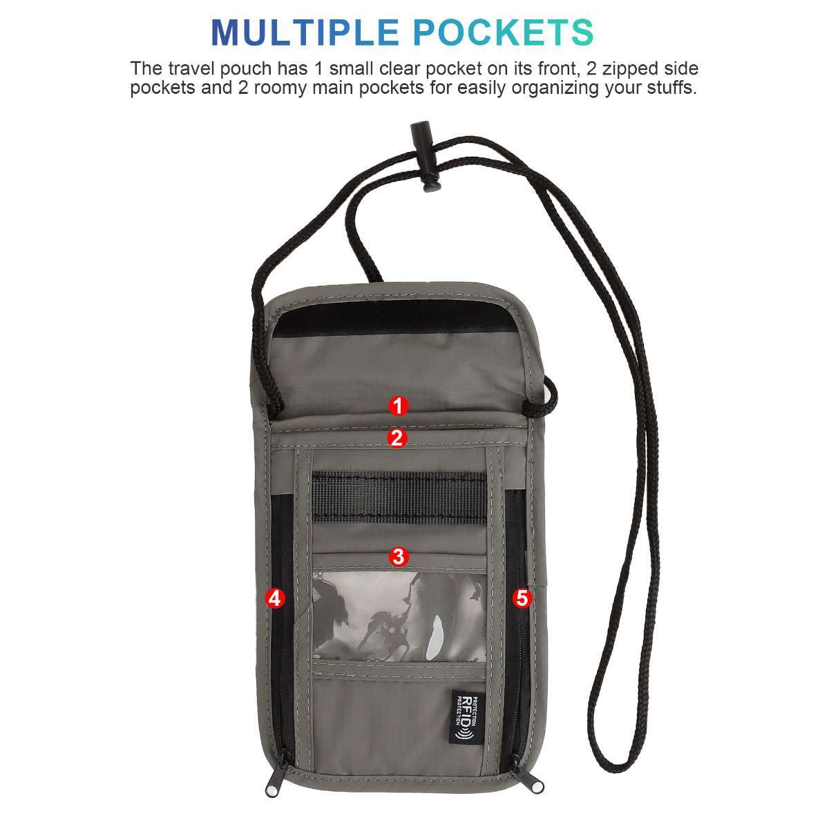 RFID Blocking Passport Holder Travel Wallet Bag Security Neck Pouch Anti-theft