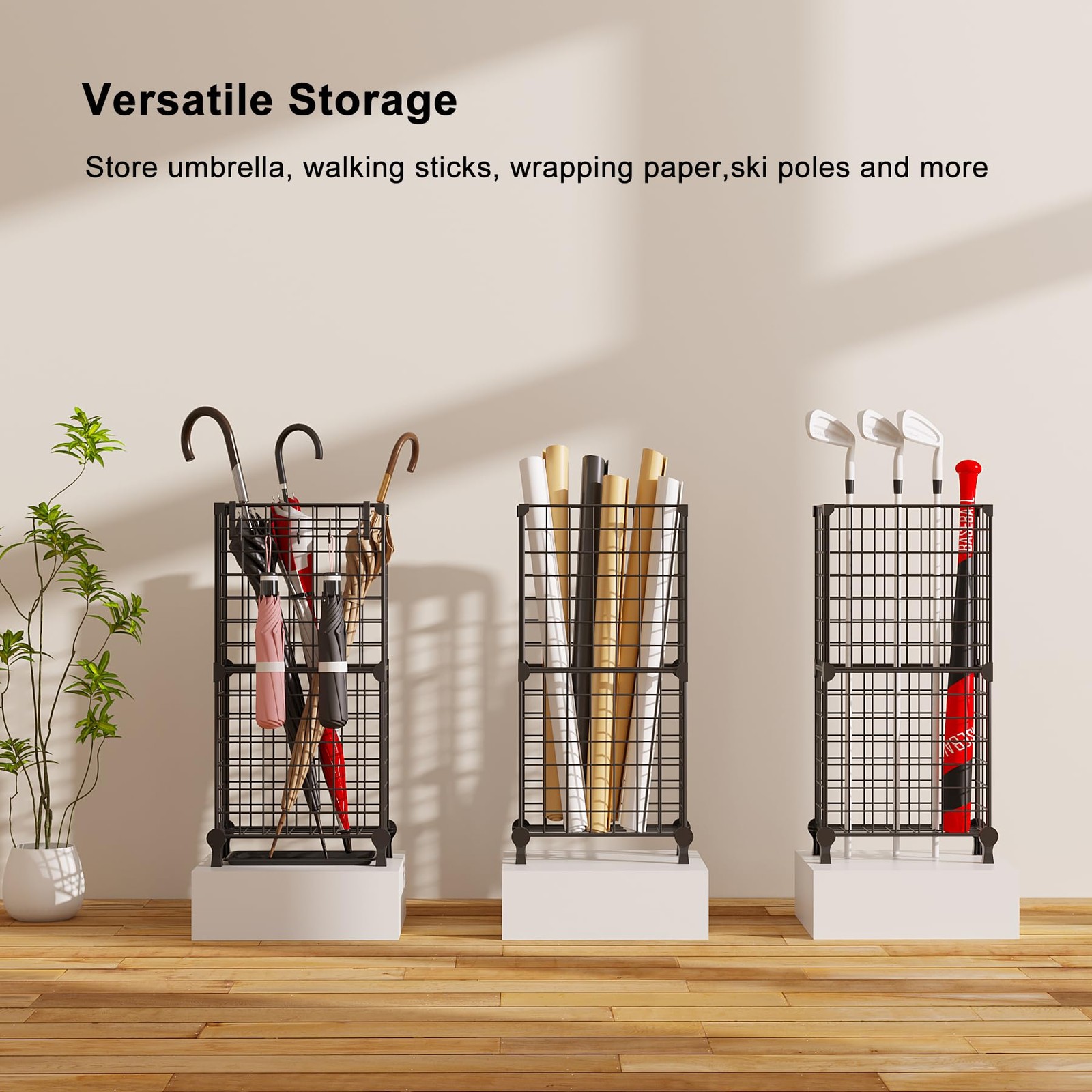 Umbrella Holder Entryway, Umbrella Stand Freestanding, Metal Square Umbrella Rac