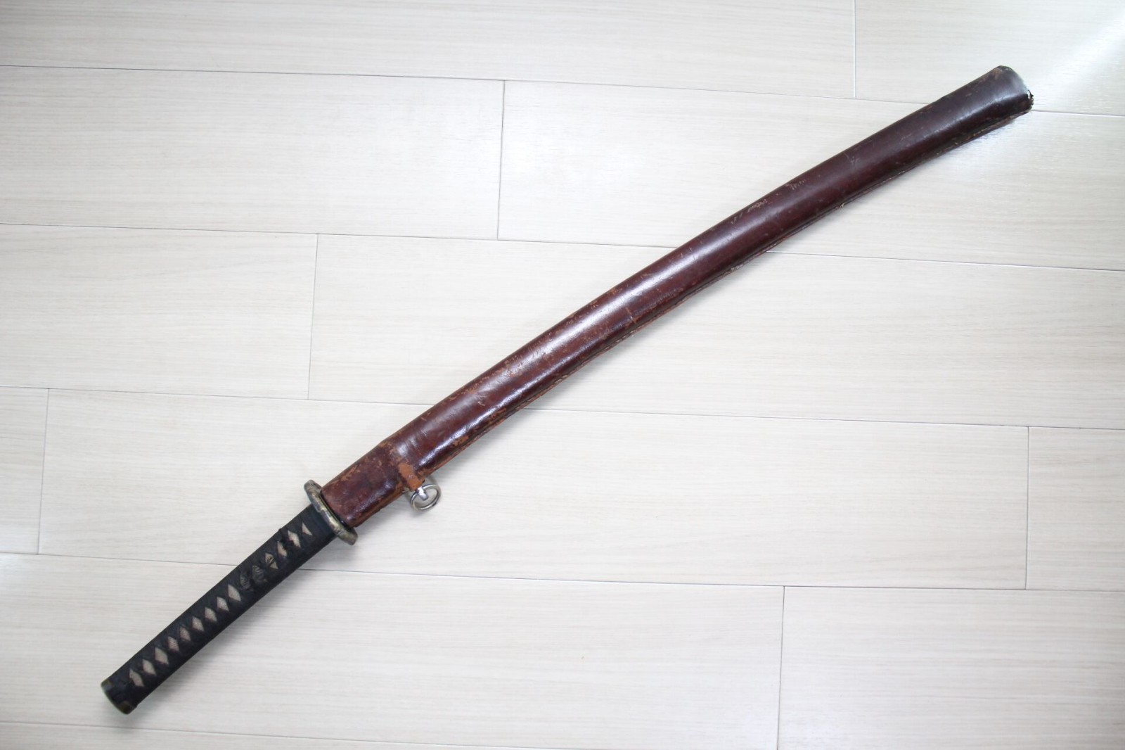 WWII Japanese Army Type 98 Gunto Mounts Koshirae w/ Wooden Blade I38